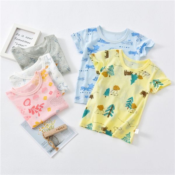 

jmkez 2020 new color cotton printed children's half sleeve mesh breathable short sleeve cartoon cute children's for boys and t-shi, Blue