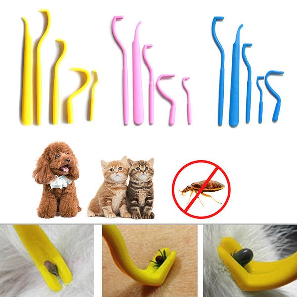 

5шт / set tick removal tool hook клип dog cat клещи picker блошиного removal tool pet comb портативные зоотовары jk2005xb