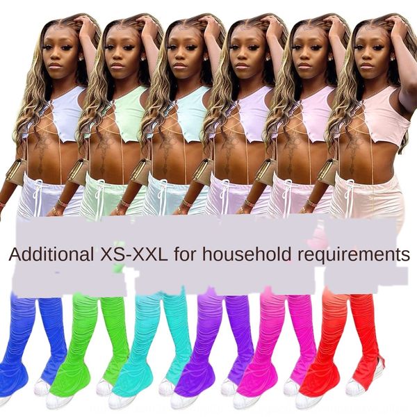 

als193 horn women's color gradient hip lifting metal chain strap pleated split 6 color micro horn set, Gray