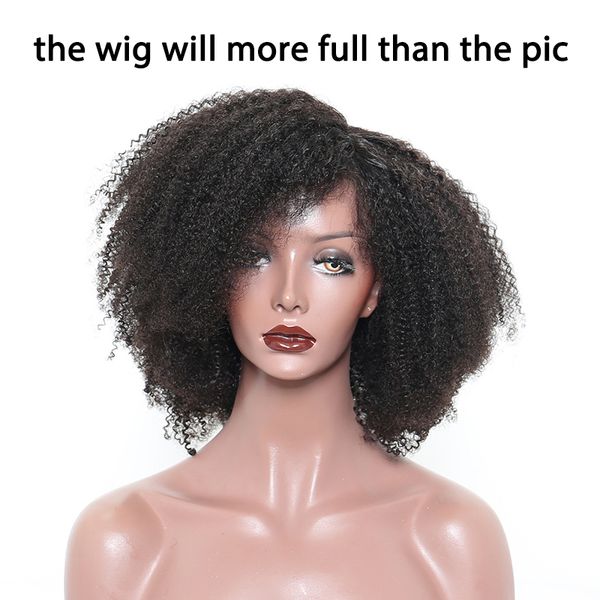 

13x6 afro kinky curly lace front human hair wigs for women brazilian lace frontal wig 250% density natural black remy dolago