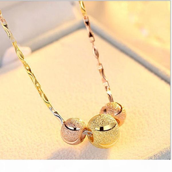 

vintage color silver beaded clavicle chain colorful gold color rose gold transfer bead pendant yuanbao chain necklace wholesale