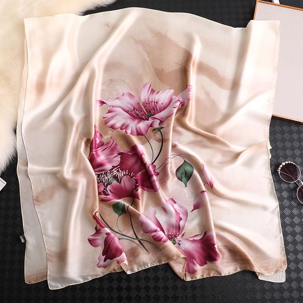 

luxury silk scarf women designer floral print wraps and shawls foulard long bandana sjaal ladies bufanda mujer new, Blue;gray