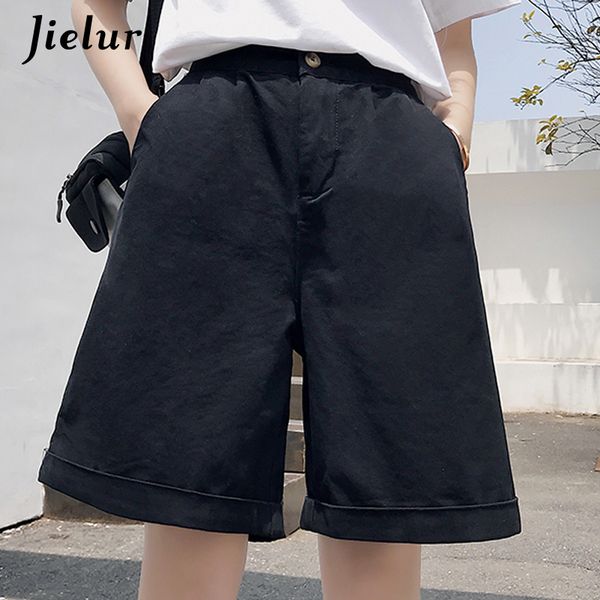 

summer sports shorts women korean high waist wide leg khaki black shorts fashion loose pockets cool short feminino m-xxl, White;black
