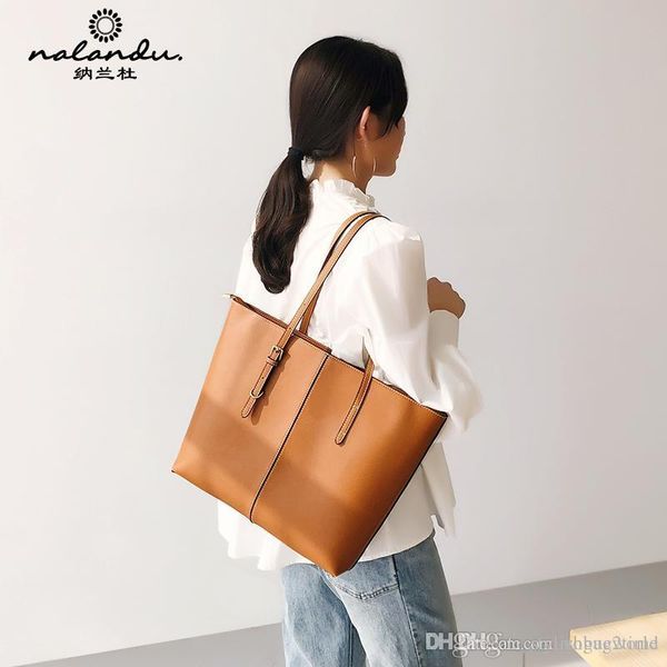 

ladies bucket bag ladies leather diagonal shoulder large shopping bbag european and american retro large capacity portable tote bag 264