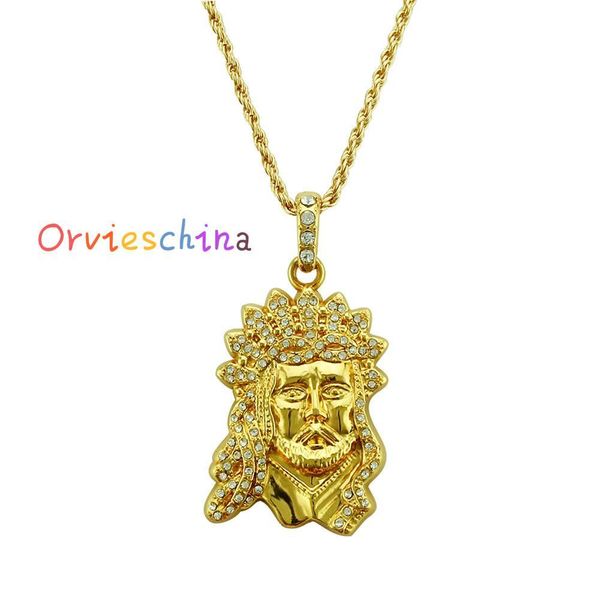 

2020 designer necklace european and american cross-border explosion necklace hip-hop hip-hop pendant head jesus christ gold pendant jewelry