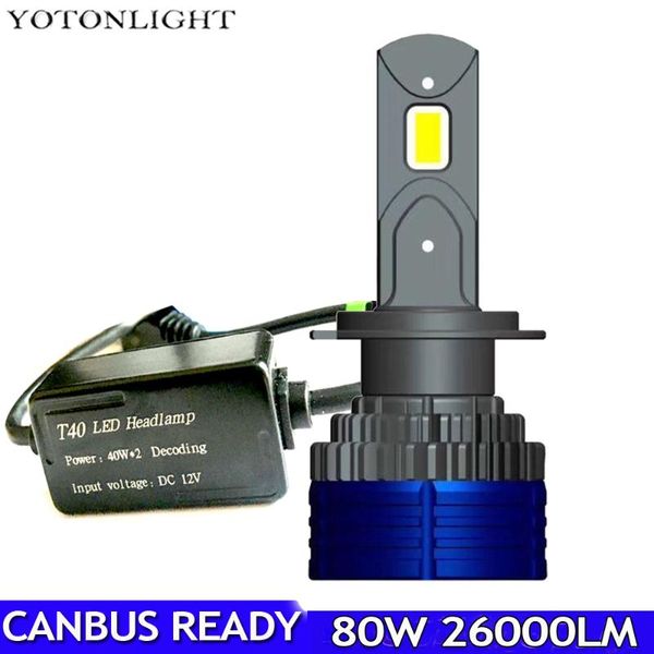 

yotonlight high power h7 led canbus no error 80w h4 h11 h1 headlight car bulb h8 h9 9005 3 9006 4 9012 26000lm 6000k 12v