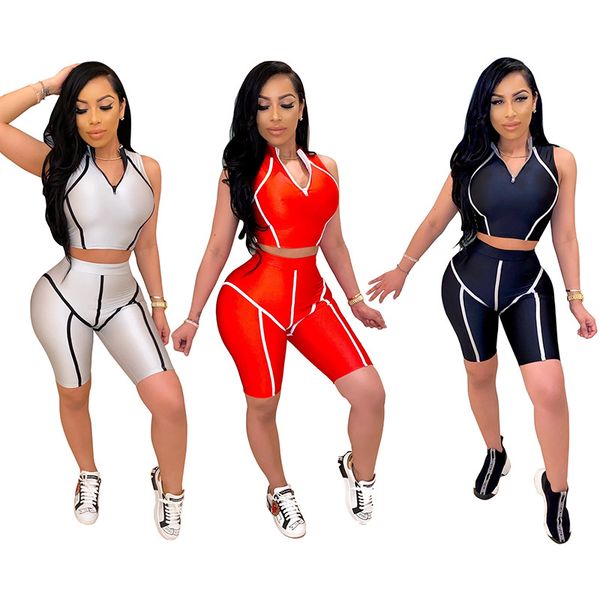 

2020 tight sports yoga shorts suit women yoga set tracksuit two pieces workout fitness run clothing gym wear, White;red