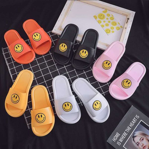 

c6uwl new online celebrity smiling face korean style flat bottom children children' shoes children slippers anti-skid children, Black;grey