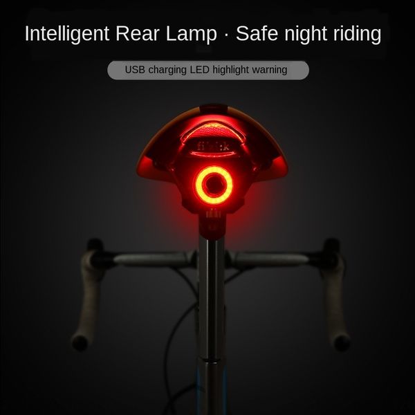 

100 taillight intelligent brake induction mountain bike lamp usb charging road car night bicycle tail light bicycle riding taillight, Silver