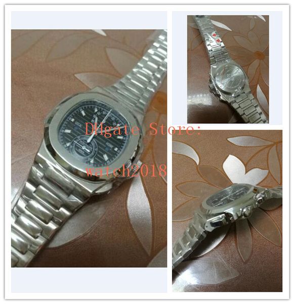 

наручные часы 5990 nautilus travel time chronograph 40,5 vk quartz movement браслет из нержавеющей стали мода мужские часы класса люкс, Slivery;brown