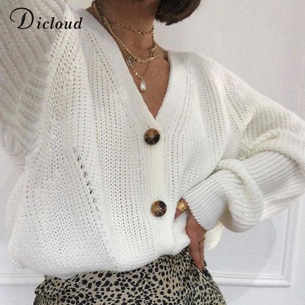 

dicloud white cardigan women winter 2020 long batwing sleeve oversized knitted sweater hollow out knitwear korean style