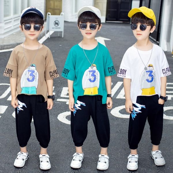

li8fr boys' and boys' summer sports suit 2020 new summer style handsome foreign short-sleeved korean style children's fashion