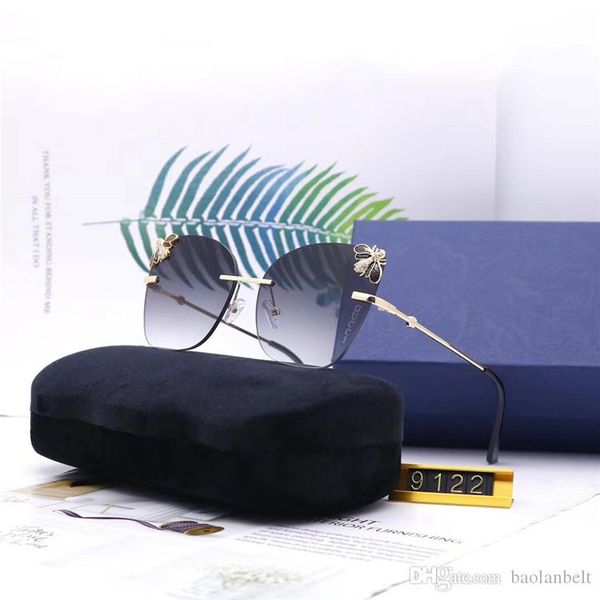 

designer rimless bee sunglasses for womens popular ladies polarized sunglass eyewear women sea lentes sun glasses beach gafas de sol, Black