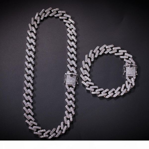 

hip hop necklace strip miami cuban chain zircon-studded hip-hop necklace for men european and american accessories hot, Silver