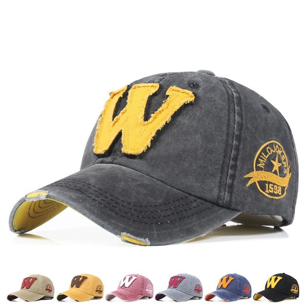 

korean w letter baseball denim washed old ' and baseball wo men women cap women' cap embroidered edging hat summer sun hat, Blue;gray