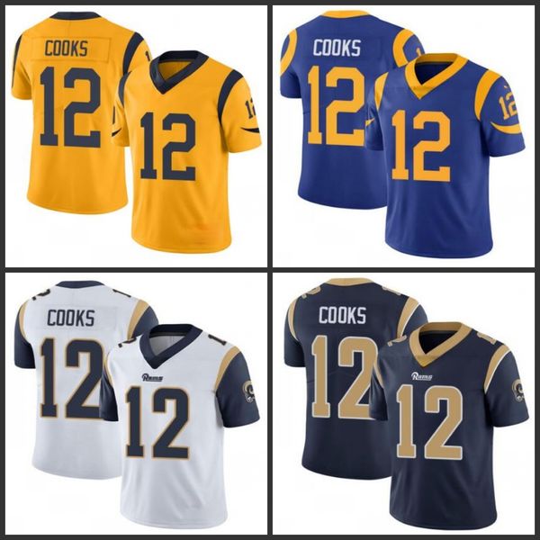 

los angeles rams men #12 brandin cooks navy blue team color men's women youth stitched nfl vapor untouchable limited jersey, Black;red