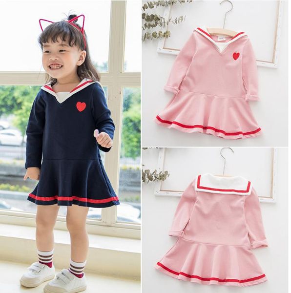 Abiti da neonata Abito da bambino ricamato a cuore Foglia di loto Abiti da principessa per bambini Abiti firmati per ragazze Boutique Abbigliamento per bambini DW4417