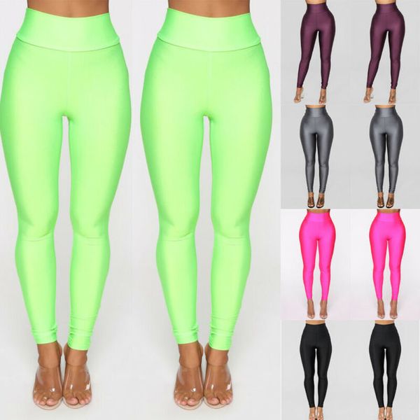 

women solid skinny ankle length legging high ladies casual high waist workout fitness stretch leggings, Black