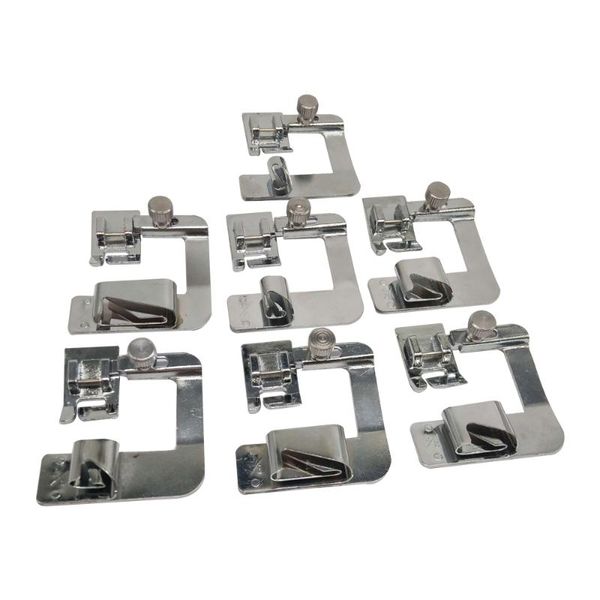 

7pcs foot roll of cloth #6290-2 to #6290-8 domestic sewing machine hemmer foot rolled hem snap on for singer brother, Black