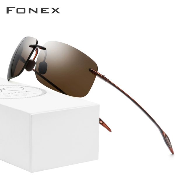 

fonex ultem tr90 rimless sunglasses men ultralight square frameless sun glasses for women nylon lens 1607 t200106