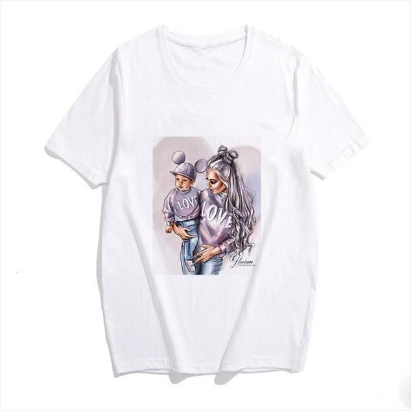 

2020 womens fashion plus size super mama short sleeves mom and son t shirt polyester love printed tshirt, White