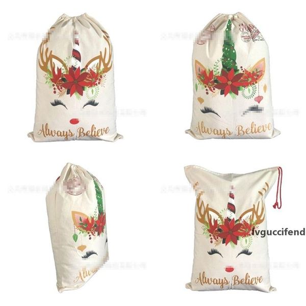 

super large canvas drawstring bags festival unicorn pattern drawstrings cloth bag christmas small gift sacks new arrival 16jz l1