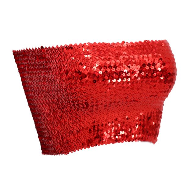 

женщины эластичного fit crop tops игристых блесток партия танец плечо трубки, Blue