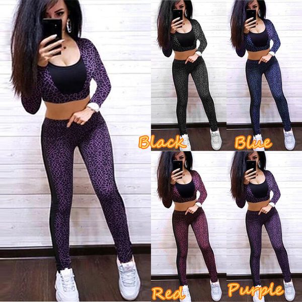 

2020 new women printed high waist long pants and u collar crop slim winter suits, Gray