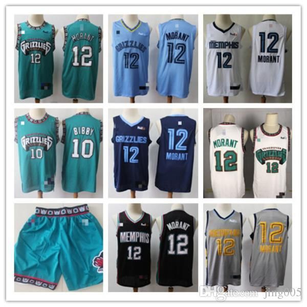 

mens memphis grizzlies 50 bryant reeves 10 mike bibby 12 ja morant basketball shorts basketball jersey, Black;red