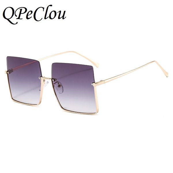 

qpeclou 2020 new fashion vintage metal square sunglasses women brand designer half frame colorful sun glasses men driving shades, White;black