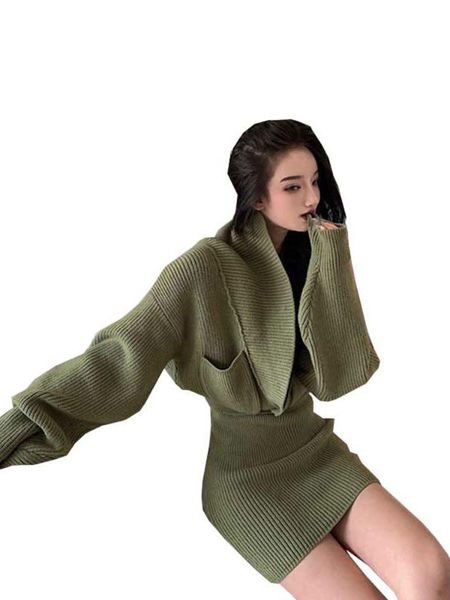 

large size small fragrance suit autumn and winter ladies irregular jacket sweater women dress western style two-piece suit, Black;gray