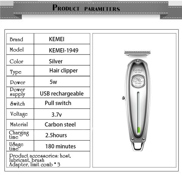 

kemei 1949 professional hair clipper allbeard and body trimmer t blade finish haircut machine kemei 1949 spzjp rimmer