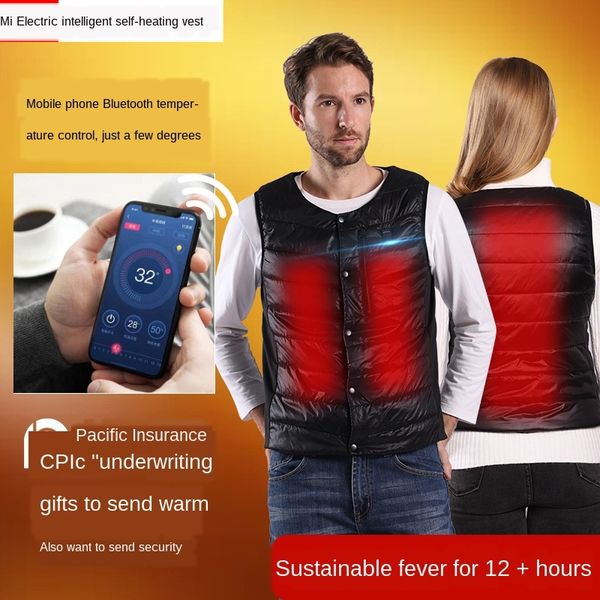

smart app bluetooth usb self- clothes electric heating vest charging heating for vest vestmen and women, Black;white