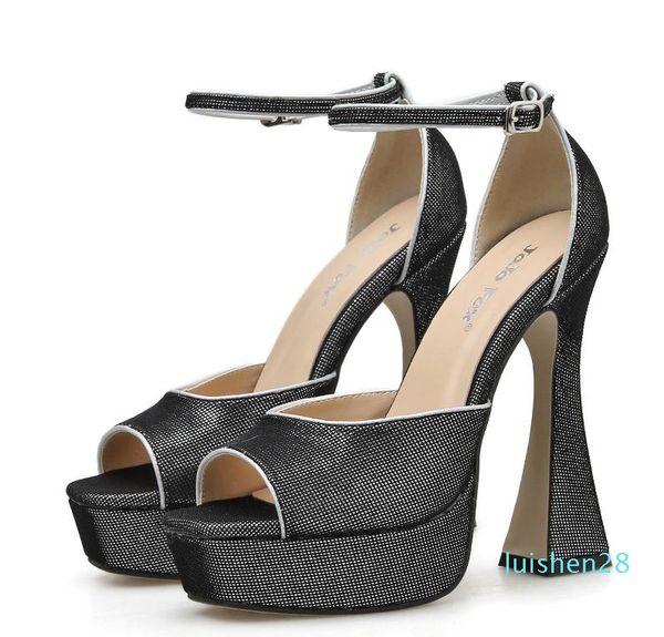 

party nightclub dance shoes black peep toe platform thick heel shoes luxury women designer shoes size 35 to 41 l28
