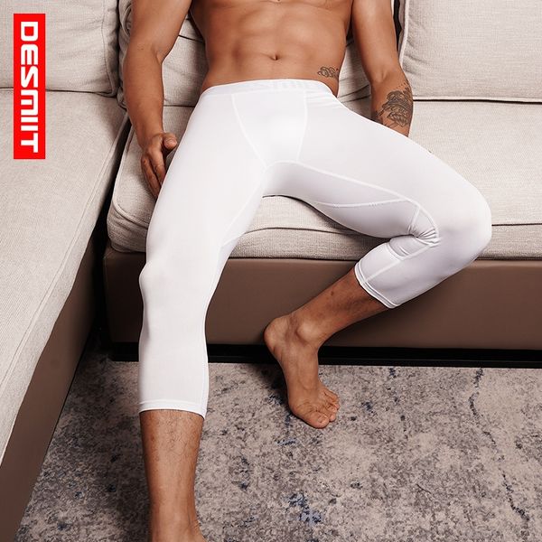 

new desmiit men's cropped autumn leggings stretch tight tight pants line pants u1959, Black;white
