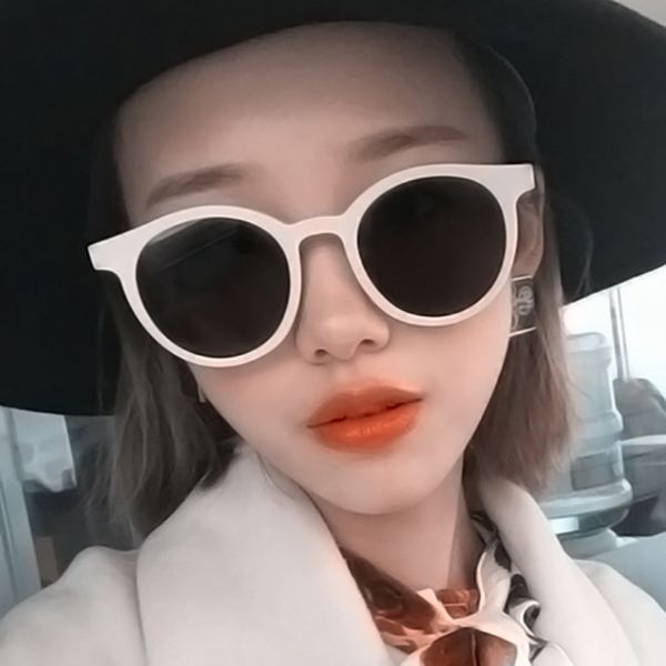 

womens sunglasses korean retro cat eye sunglasses women wild round frame sun glasses men design trend mirror uv400, White;black