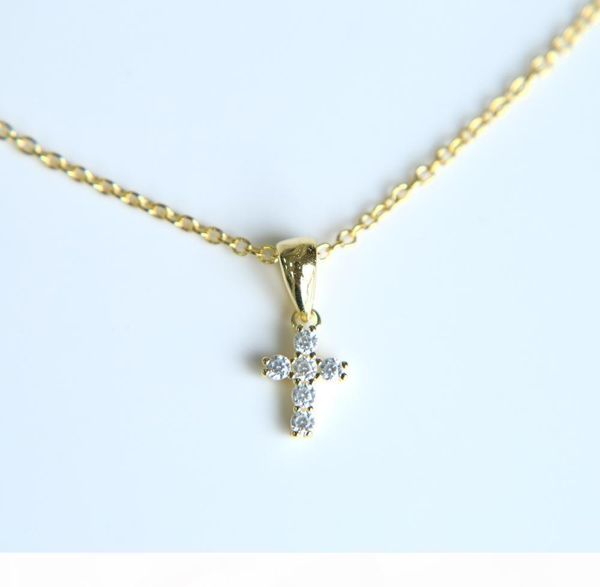 

l l 32 +8cm cross pendant choker necklace cute cz cross charm women girl classic simple jewelry cute adorable 925 sterling silver cross