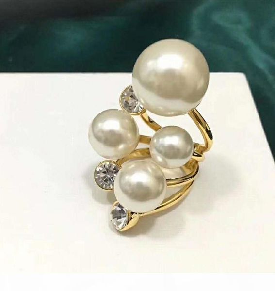 

y selling explosion -proof multi -ring pearl and diamond fashion designer ring luxury designer jewelry women ring, Golden;silver