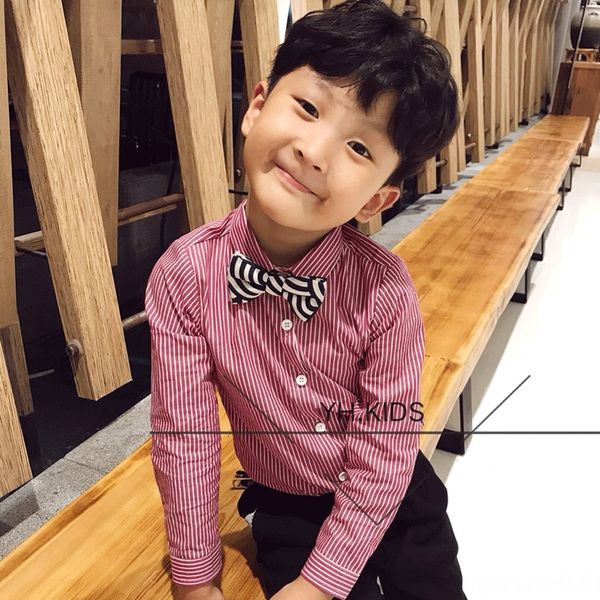 

clothing striped children's clothing shirt 2019 new men's long sleeve shirt cotton korean children's top, White;black