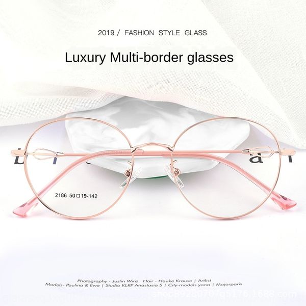 

yifeng new myopia plain mirror round artistic glasses frame anti-blue light myopia glasses 2186, Silver