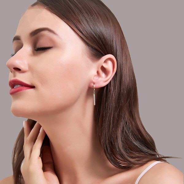

10pcs/lot long pattern a word korea ear drop crystal high sense of women earrings wedding dress kc gold ear cuff jewelry accessories, Silver