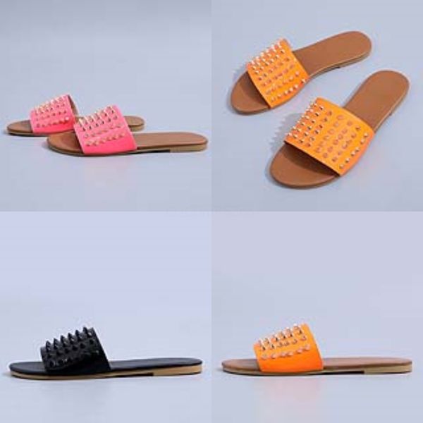 

fasion laureate sandal lady brown printed canvas leater womens slippers gold-tone studs dener sandals summer soes#718, Black