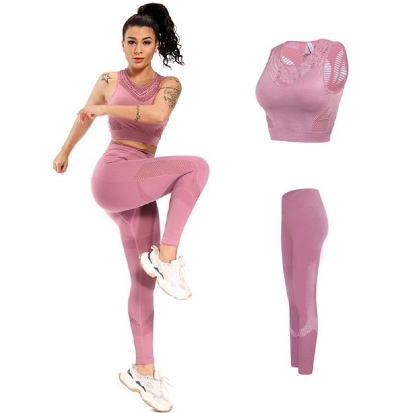 

yoga outfits sport suit women sleeveless and leggings gym clothes breathable yogs shirt high waist elastic pant workout set, White;red