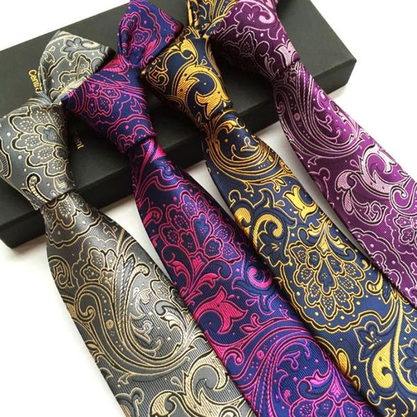 

new classic paisley jacquard woven silk floral men's tie necktie, Black;gray