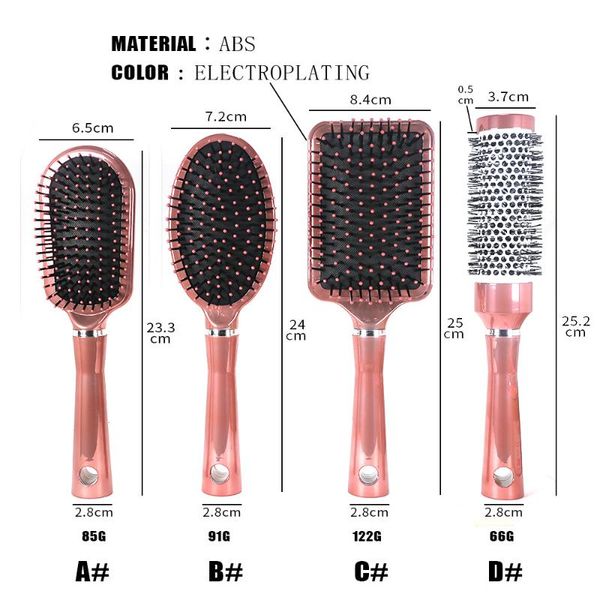 

hair brushes 4 shapes comb scalp massage hairbrush bristle& women wet curly brush for salon hairdressing styling makeup tools, Silver