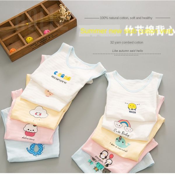 

children's bamboo cotton thin girls' baby belly protection underwear protective vest vest boys' baby cotton base underwear, Blue