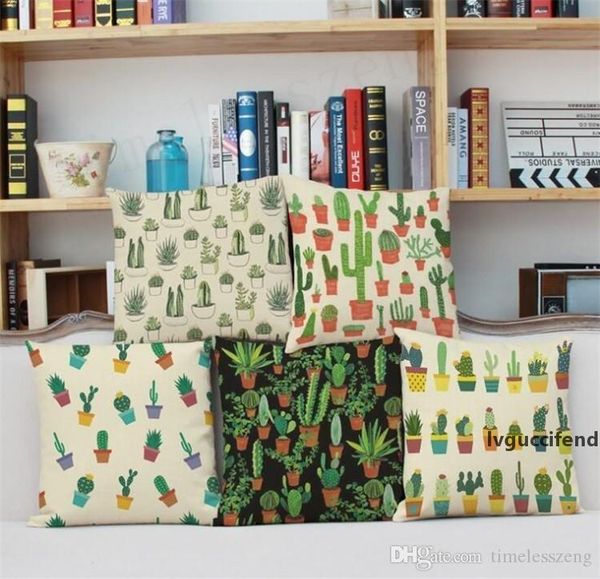 

tropical plant cactus pillow case cotton linen decorative pillowcase sofa cushion cover cactus pillow case cover