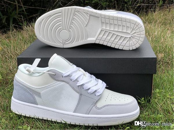 

2020 air 1 low paris prs basketball shoes men women white sky grey football grey suede authentic quality trainers with original box 36-45