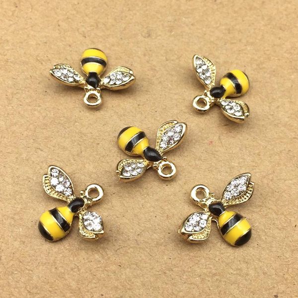 

10pcs 14x18mm enamel bee charm for jewelry making cute earring pendant bracelet necklace charms diy design charms, Black