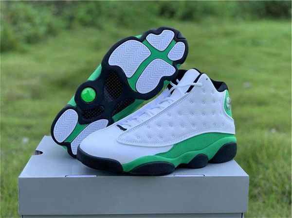 

release 13 lucky green men athletic shoes white black 3m reflective 13s db6537-113 real carbon fiber shoes us 7-13 0q0